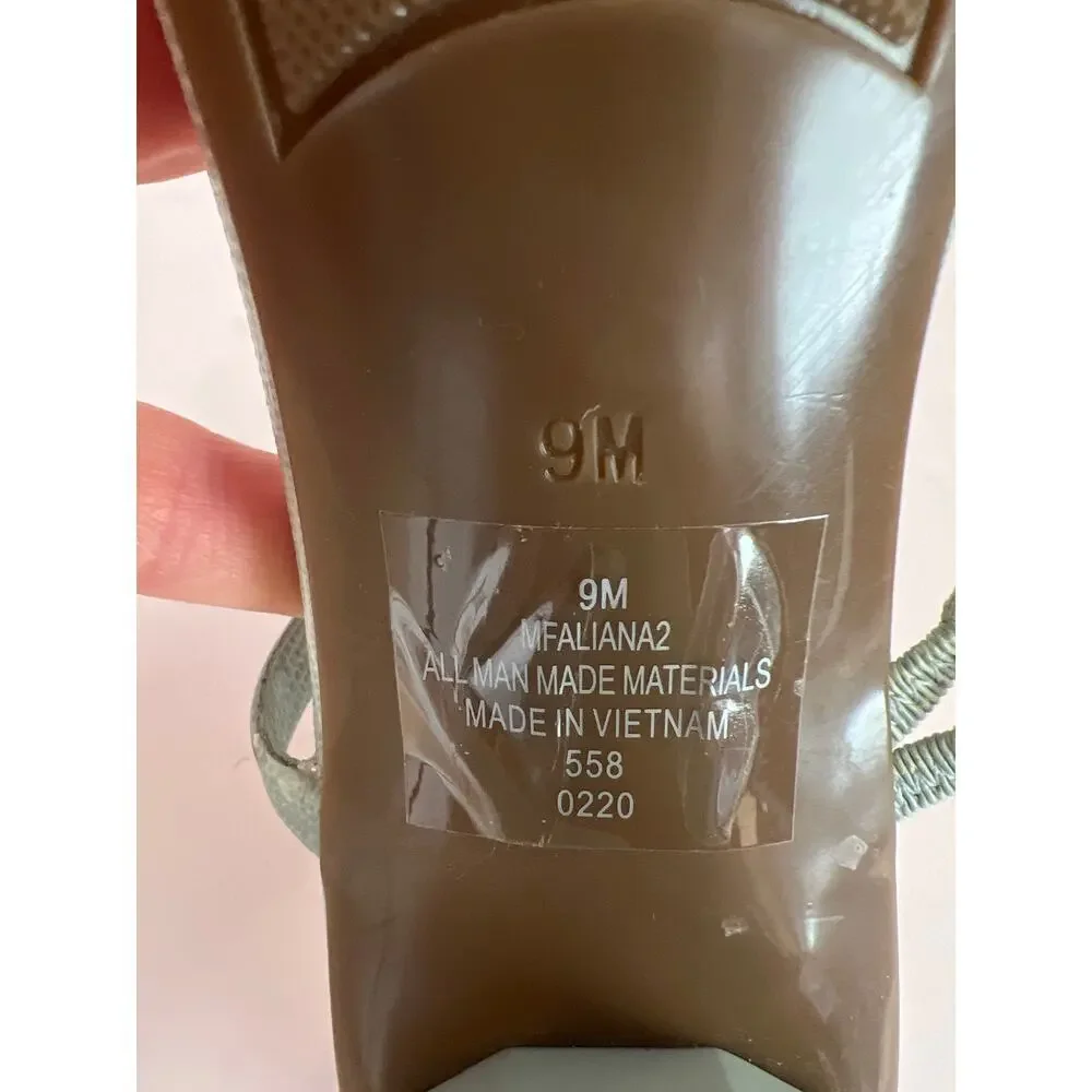 Marc Fisher Aliana Lizard Embossed Finish Mint Green Slide Sculpted Heel Size 9